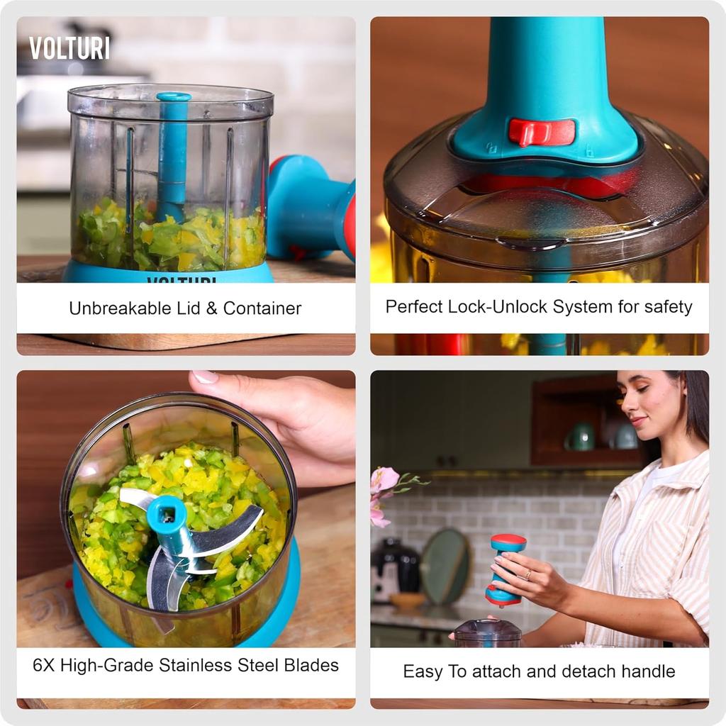 Chopper for Kitchen Use, Push Chopper with 5 Blades, Vegetable Chopper (A-1000 ML)