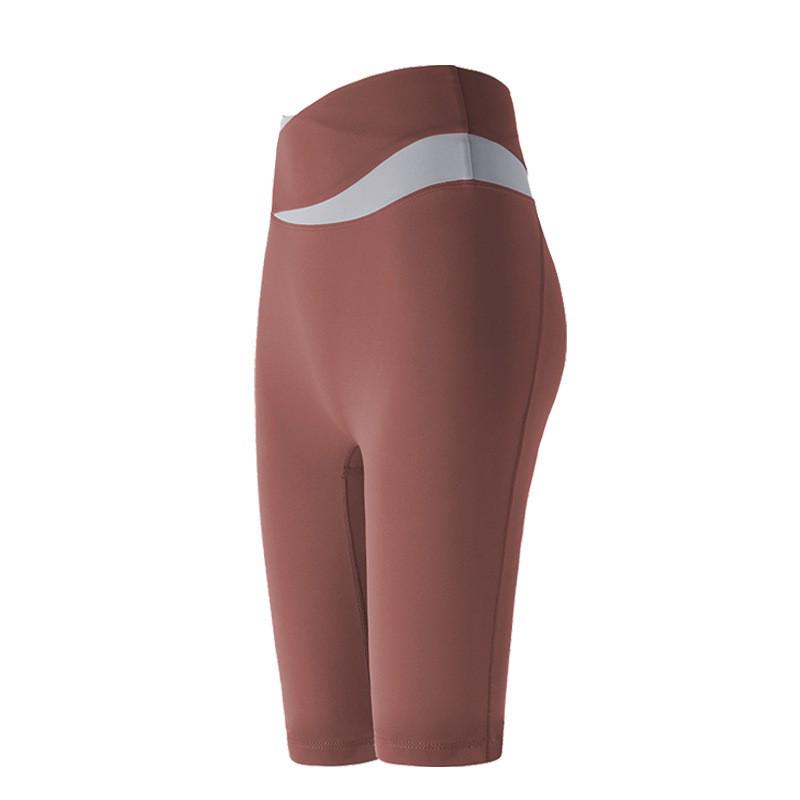 Colorblock High-Waisted Women's Sports Shorts - Summer Fitness Tight Yoga Mid-Length Pants