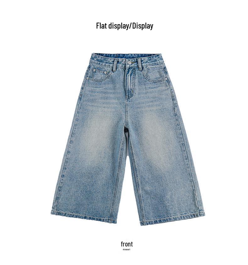 Women's Spring/Summer 2026 Light Blue Wide-Leg Jeans - Trendy, Slimming, Casual, and Fashionable.