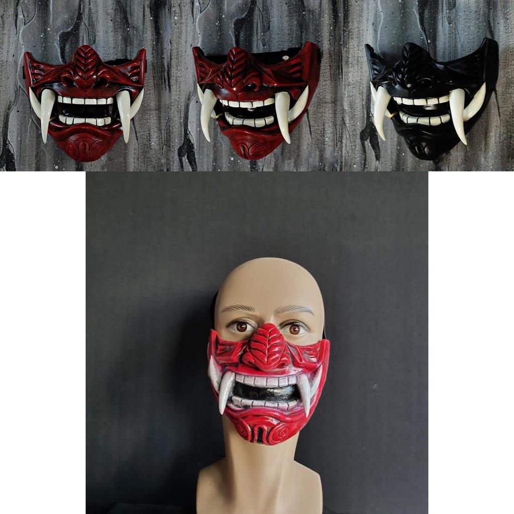 Teufelskrieger Hannya Halbgesichts Latexmaske Halloween Kostüm Requisite Furchteinflößende Cosplay Requisite