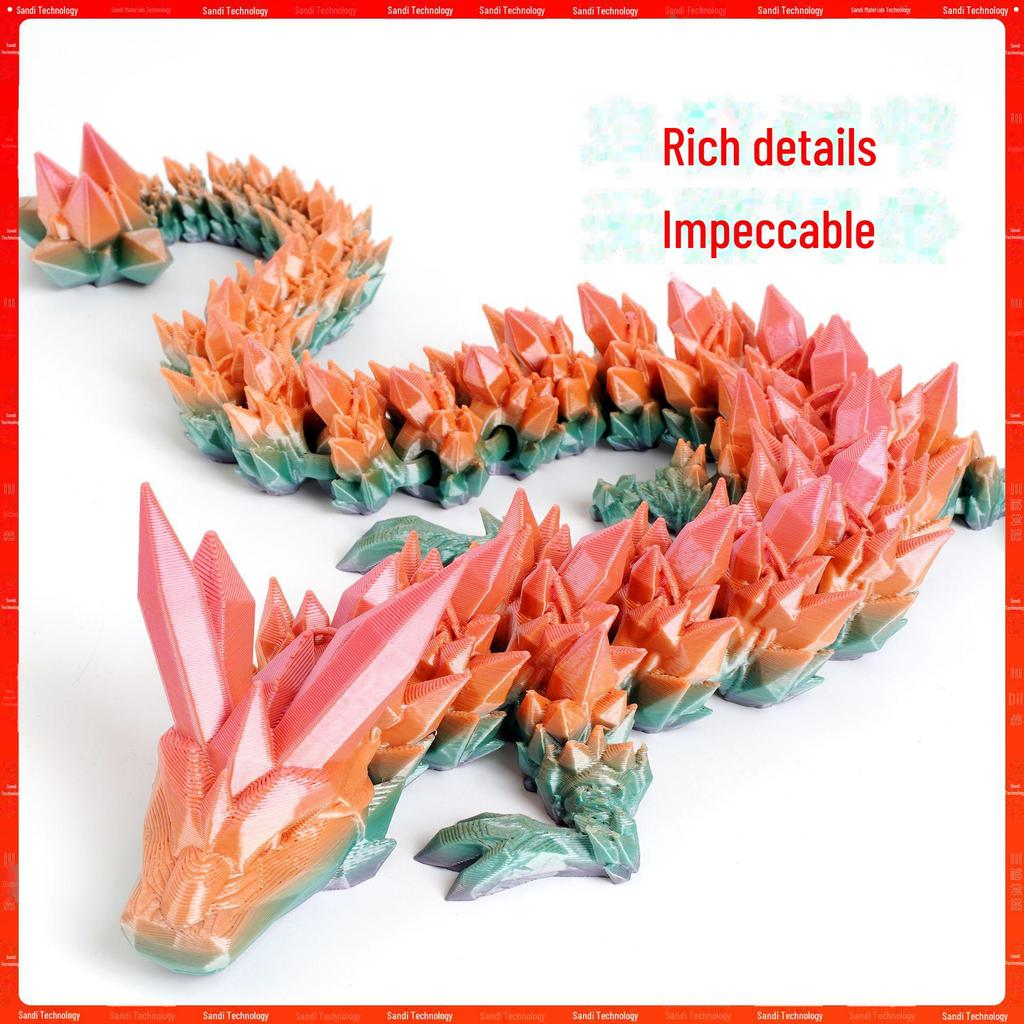 "Handcrafted 3D Printed Crystal Dragon Ornaments - Chinese Dragon & Dragon Egg Toys"