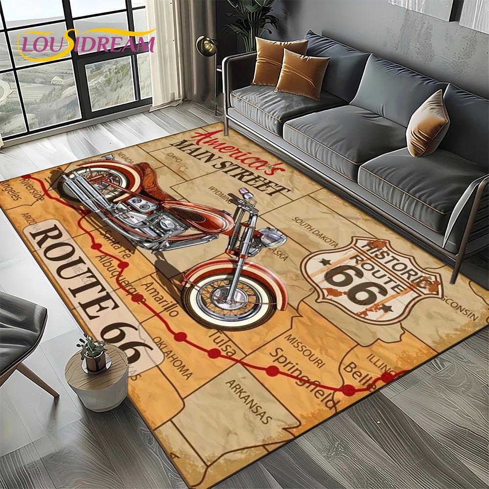 Route 66 Retro America Historic Mother Road,mãe EstradaCarpet Rug for Living Room Bedroom Home Sofa,Area Rug Non-slip Floor Mat