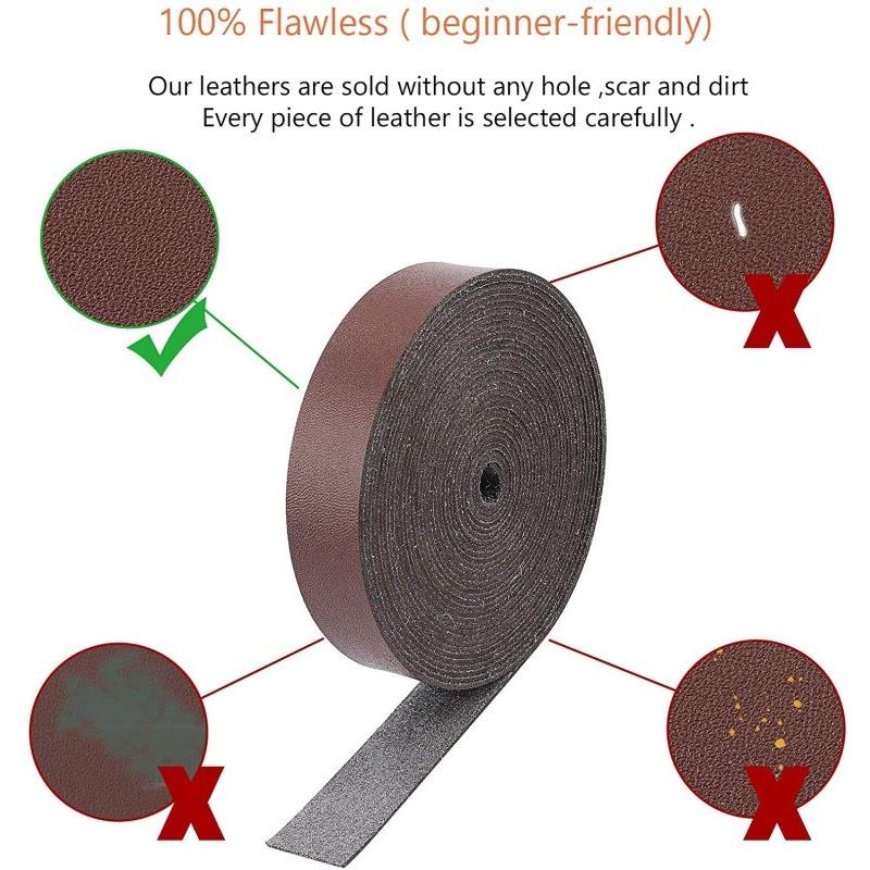 196 palců Měkké kožené řemínky 3/4 palce široké Hnědý kožený řemínek Pás Plnozrnná kožená šňůra Obal pro DIY řemeslné projekty