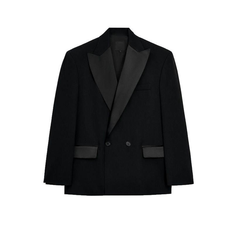 Summer New Product Women's Clothes European and American Leisure Indented Lapel Patchwork Double Breasted Suit Outwear 3365004