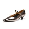 Fashion New Spring/summer Mary Jane Shoes Genuine Leather Shoes for Women Fashion Square Toe Shallow Women Pumps Chunky Heels Beige