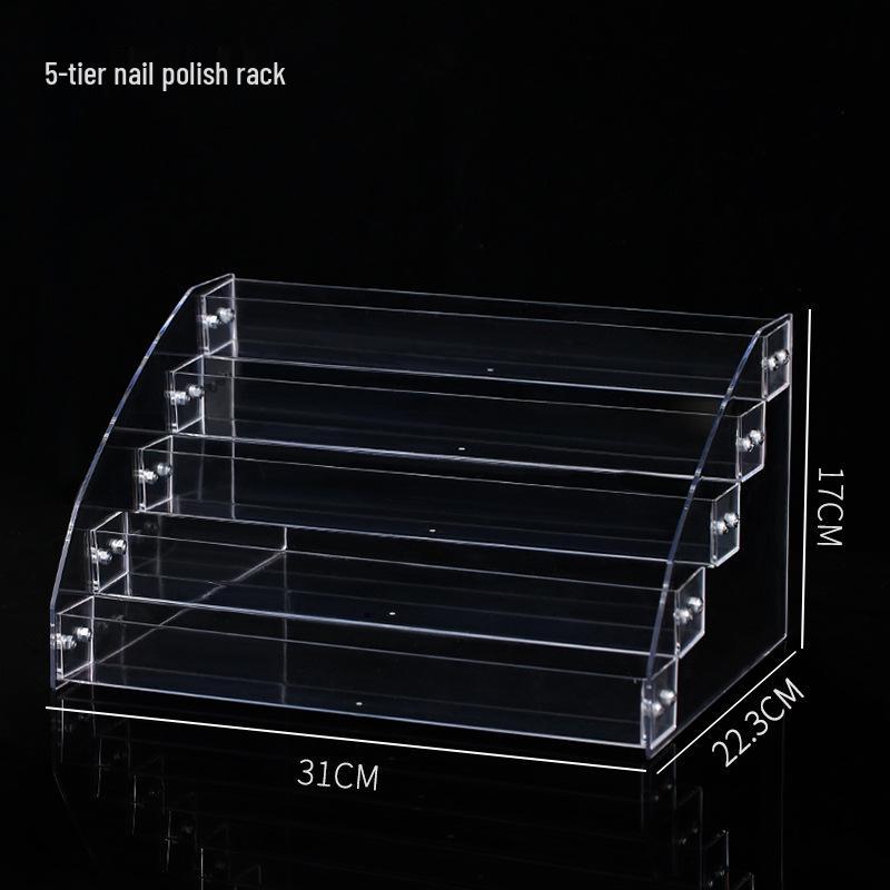 Transparent Plastic Tiered Display Rack for Nail Polish and Cosmetics