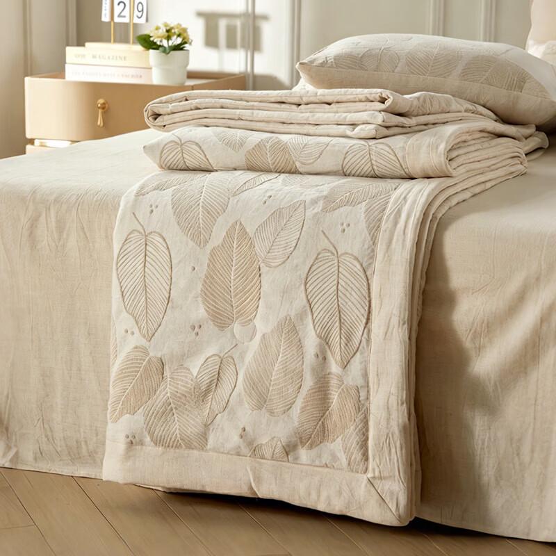 Tangna Home Textiles Natural Cotton-Linen Jacquard Summer Quilt