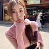 Herbst neues Rollkragenpullover Damen Strick-Basicshirt schmal geschnitten mit langärmeligem Oberteil