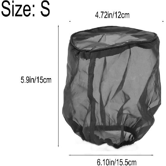 Air Filter Cleaner Kits, Motorcycle Waterproof Air Filter Rain Sock Dustproof Protective Cover Fits for Harley (Size S), Black#S