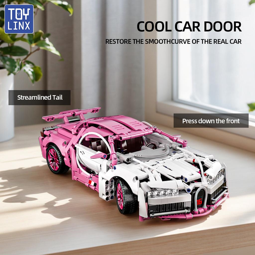 1:14 DIY Pink Building Blocks 1144PCS RC Car Roadster Building Blocks Assembled Building Blocks Car Toy for Children Easter Gift