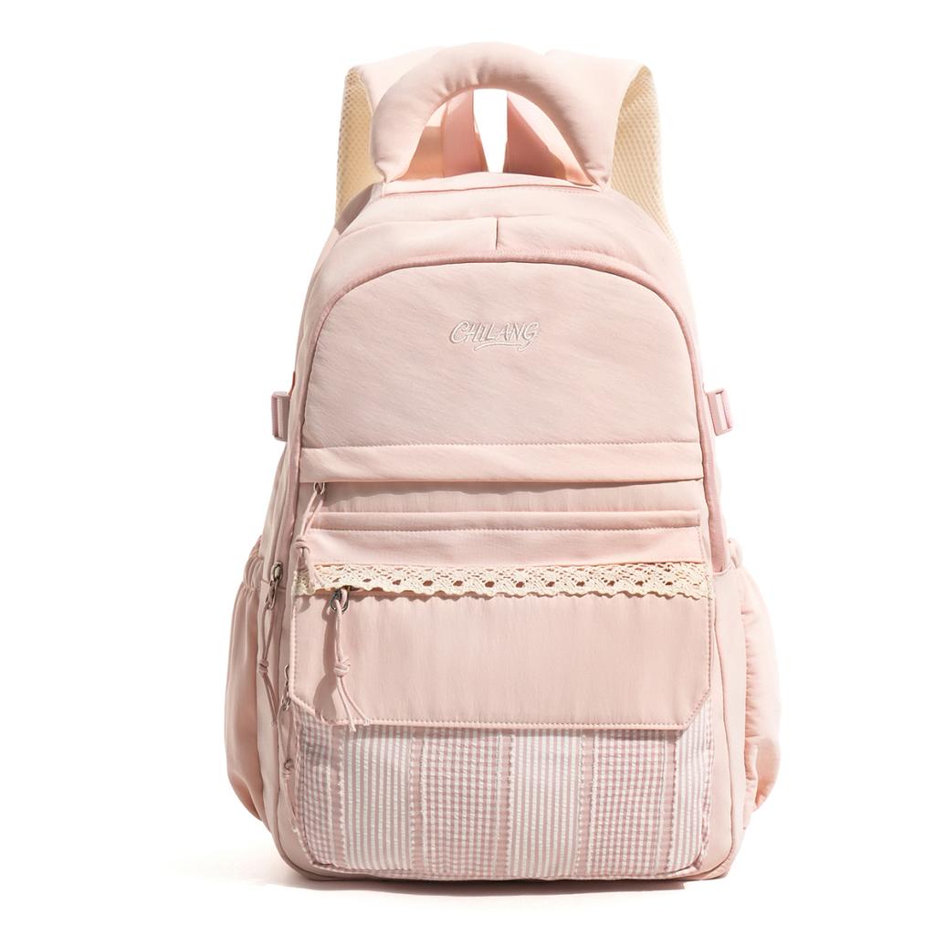 Casual Large Capacity Lightweight Patchwork Backpack for Girls Student School Bag Leisure College Style Double Shoulder Bag