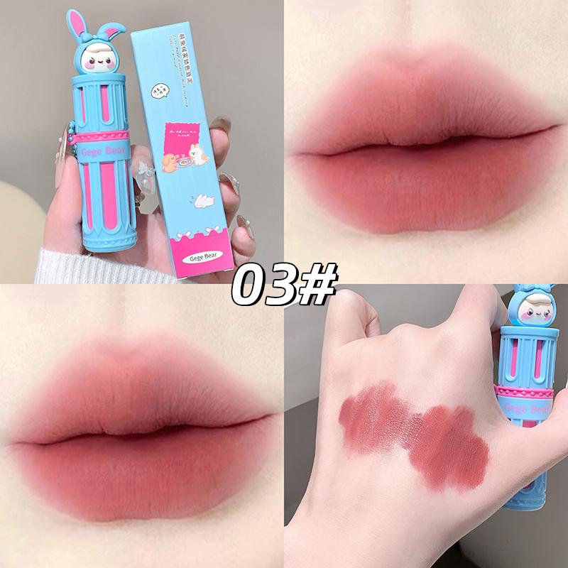 Gege Bear 'Cartoon Plush Long-Lasting Lip Balm in Six Colors (Silky Matte, Natural Mild Lip Gloss, Gift)
