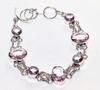 Pretty Pink Kunzite 925 Silver Plated Bracelet 9" Statement Jewelry Trendy N3l84