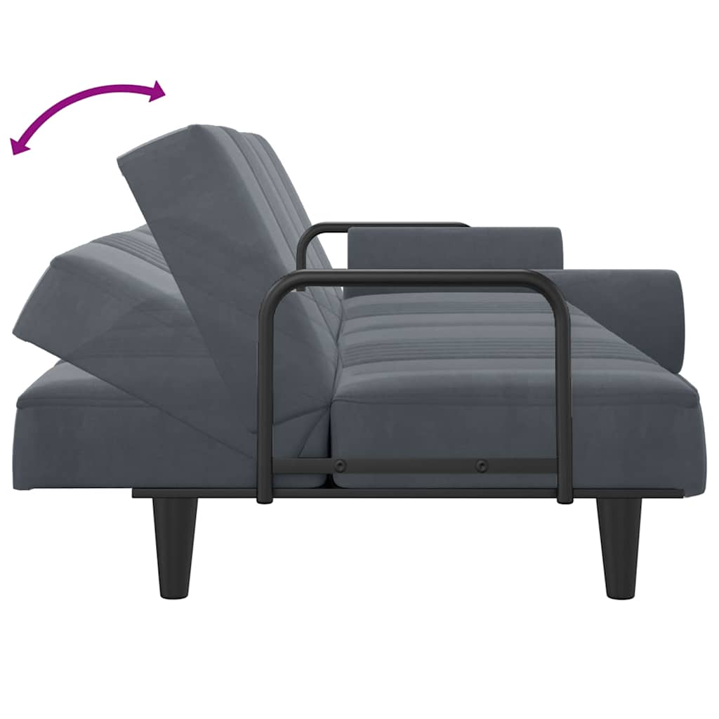 Vidaxl Foldable Sofa With Armrests, Dark Grey, Velvety