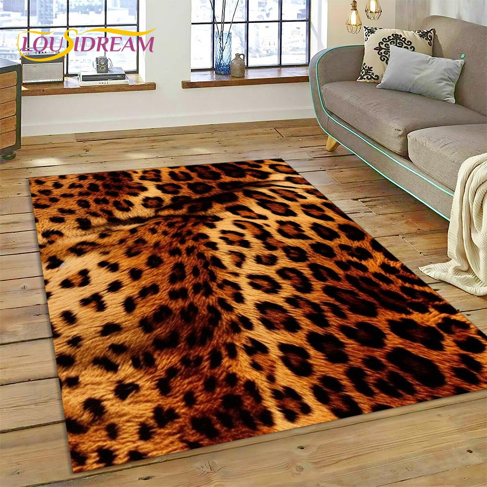 Colorful Zebra Stripe Leopard Tiger Print Pattern Rug Carpet for Living Room Bedroom Decor,Non-slip Decoration for Sofa Doormat