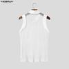 INCERUN Men Cutout Neck Sleeveless Mesh See Through Stitching Tank Tops