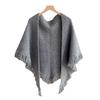 Elegant Versatile Warm Wool-Blend Fringed Triangle Scarf Korean Style Ins Motorcycle Helmet Style Neck Warmer Accessory