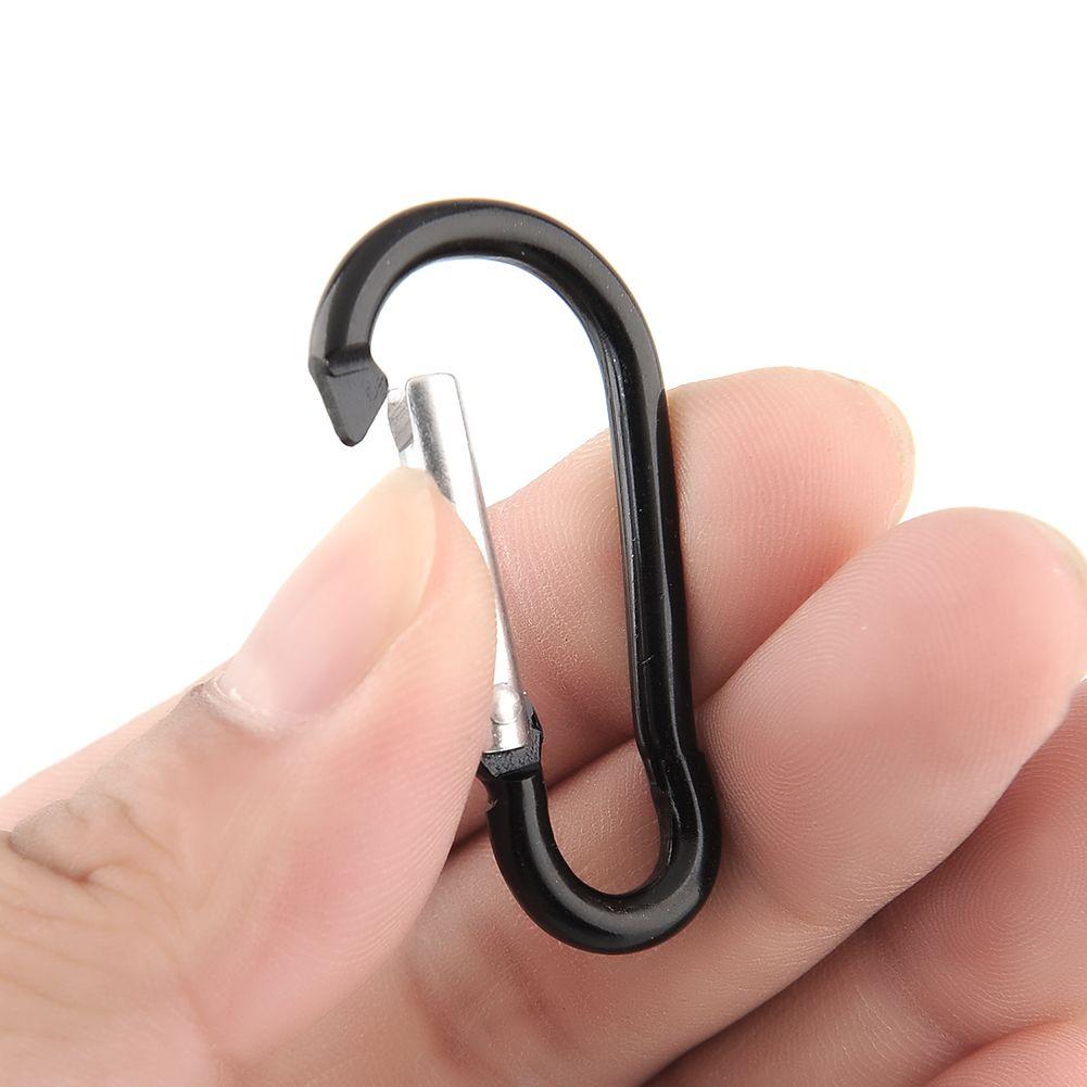 Equipment Black-color Aluminium Climbing Button Camping Hiking Hook Buckle Keychain Alloy Carabiner