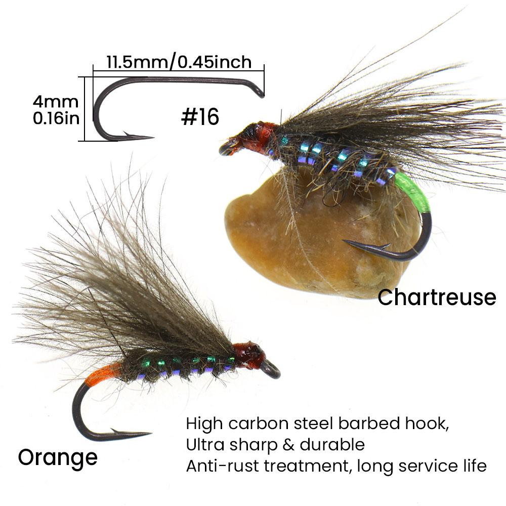 10PCS #16 CDC Emerger Dry Flies UV Reactive Floating Barbed Hook Trout Grayling Artificial Fishing Lures