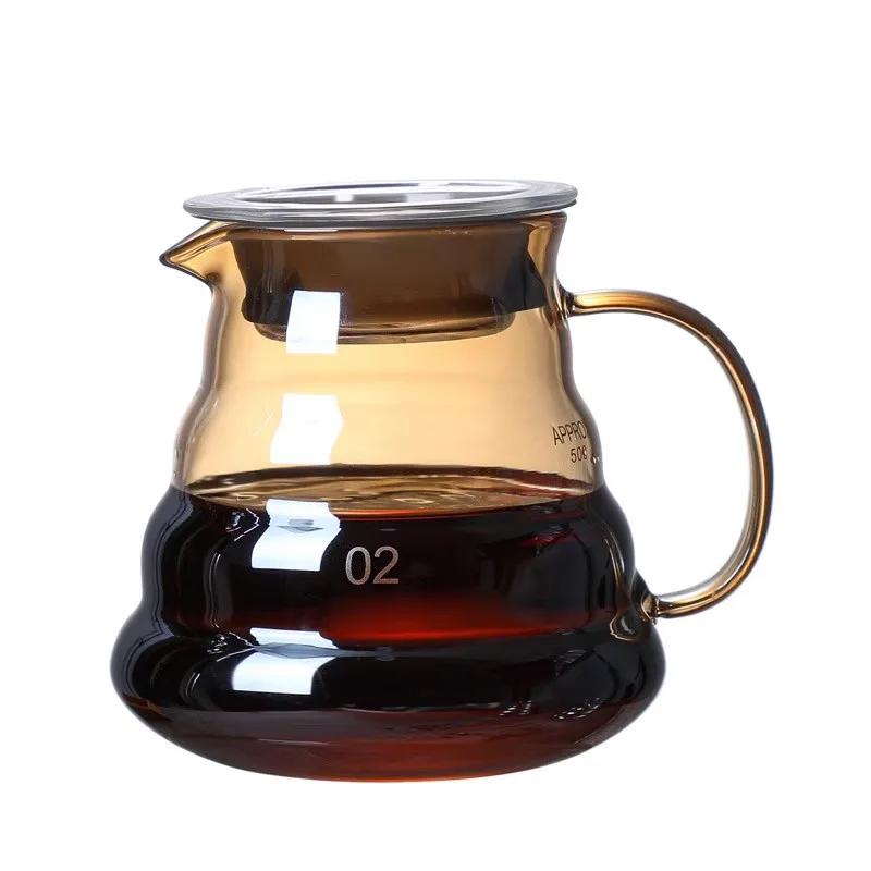Coffee Sharing Pot with Dripper High Borosilicate Glass Coffee Pot Hand Drip Sharing Pot Filter Funnel Portable