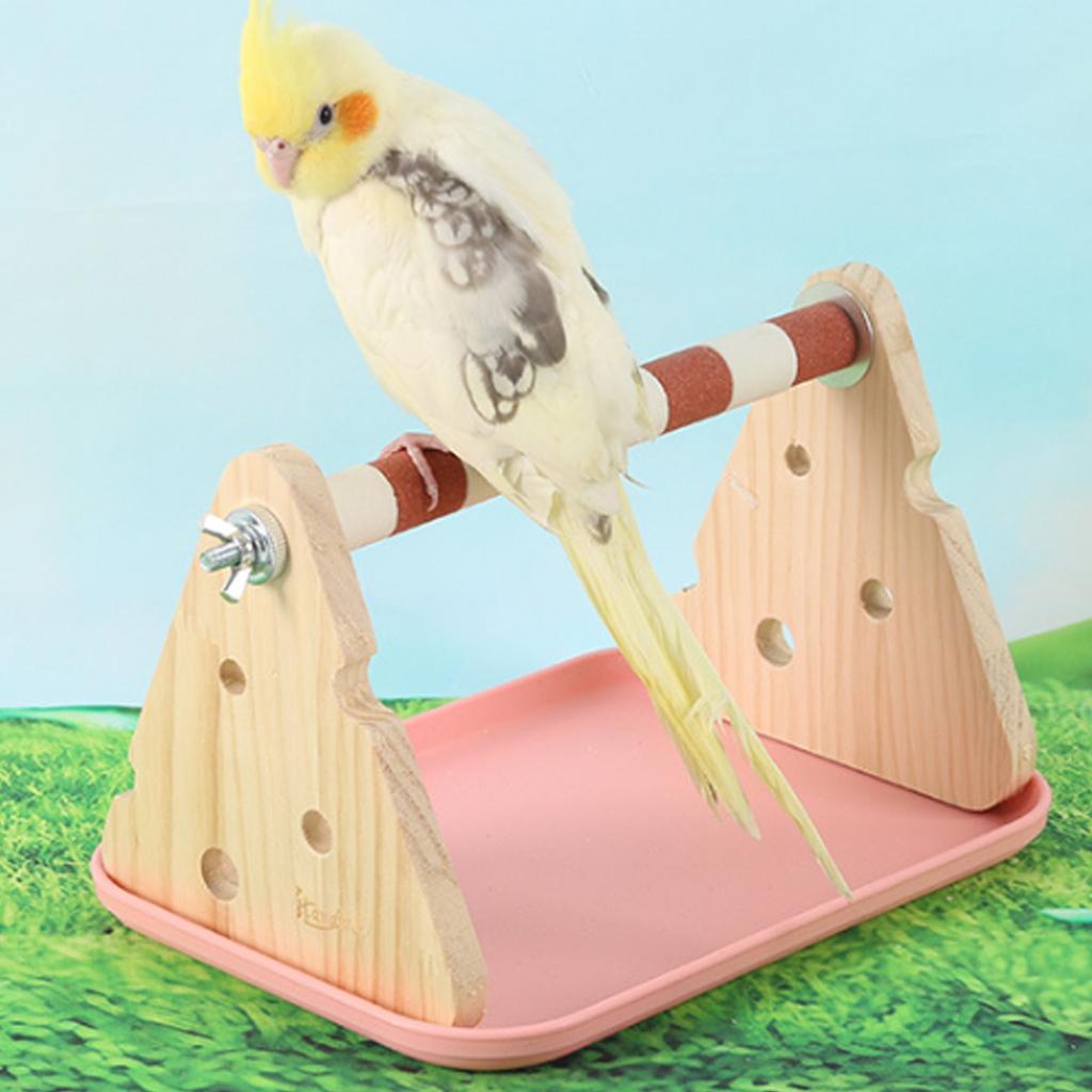 Easy Use Wooden Bird Platform Stable Structure Training Stand For Parrots Beak Grinding And Bird Enrichment Accessory