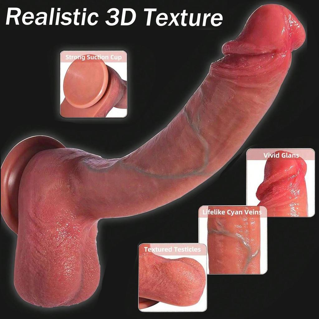 10,6palcový realistický velký tlustý dildo pro ženy, realistické měkké silikonové anální dildo se silnou přísavkou pro použití bez použití rukou, penis pro anální vagínu