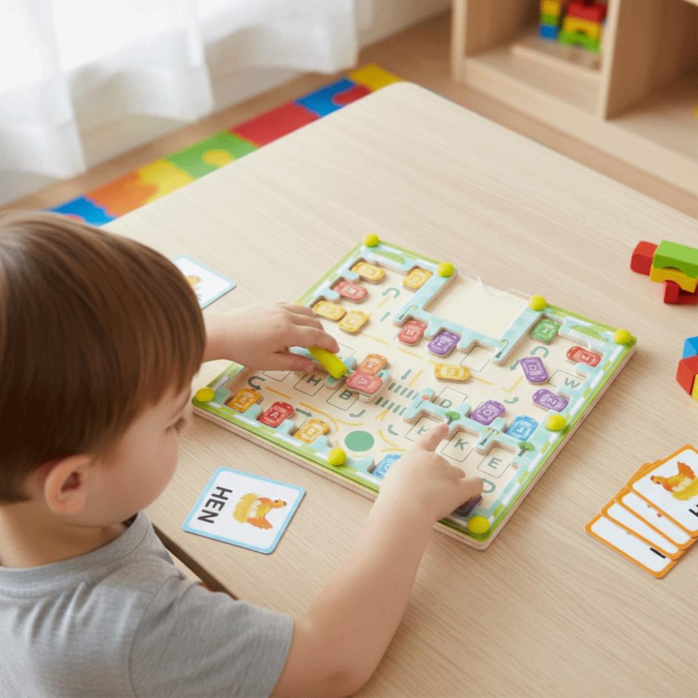 Spelling Practice Letters Puzzle Puzzle Boards Magnetic Beads Puzzle Maze  Children'S Gift