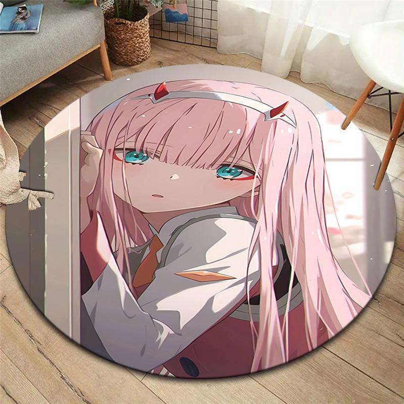 Franxx Round Area Rug Carpet Rug For Living Room Bedroom Sofa Playroom Decor Nonslip Floor Mat