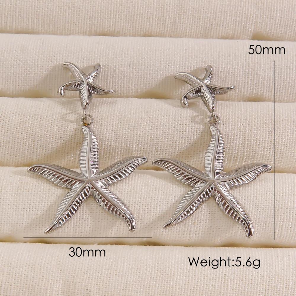 CARLIDANA Popular Ins Style Beach Stainless Steel Pentagonal Starfish Fashionable Marine Biological Design Jewelry Earrings