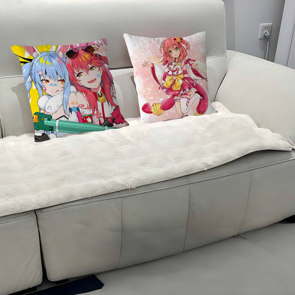 Anime Hololive Sakura Poszewki na Poduszki Kreskówkowe Sofa Dekoracyjne Domowe Dwustronny Druk Krótki Plusz Urocza Poszewka na Poduszkę