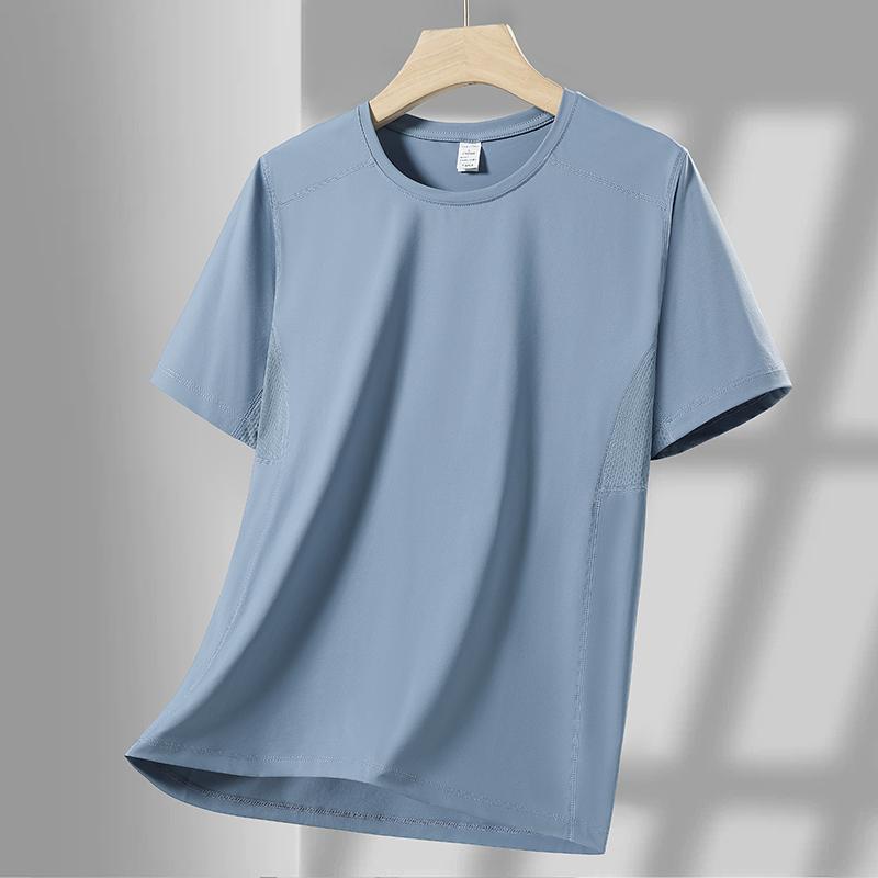 Quick-drying Short-sleeved Men's Ice Silk Thin Round-neck Casual Top Breathable Half-sleeved T-shirt Men's Sports Short-sleeved