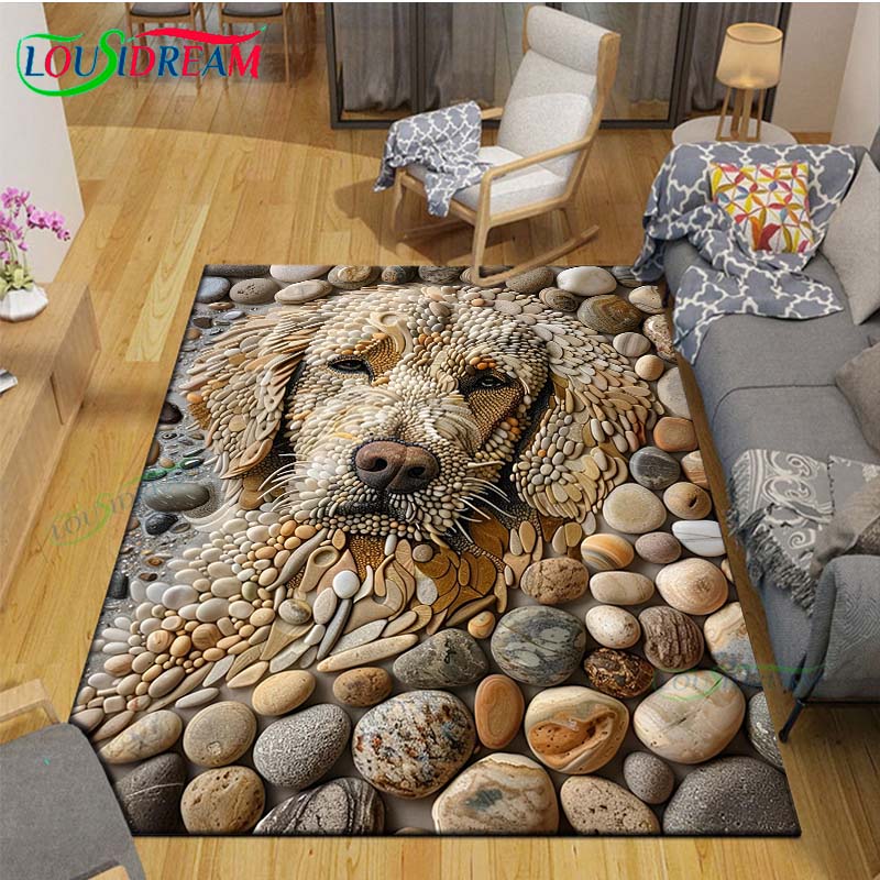 3D Funny Pebble Decor Carpet for Outdoor Balcony Garden Coffee Table Bedroom Area Rugs Kitchen Un-slip Floor Mat Alfombra Gift