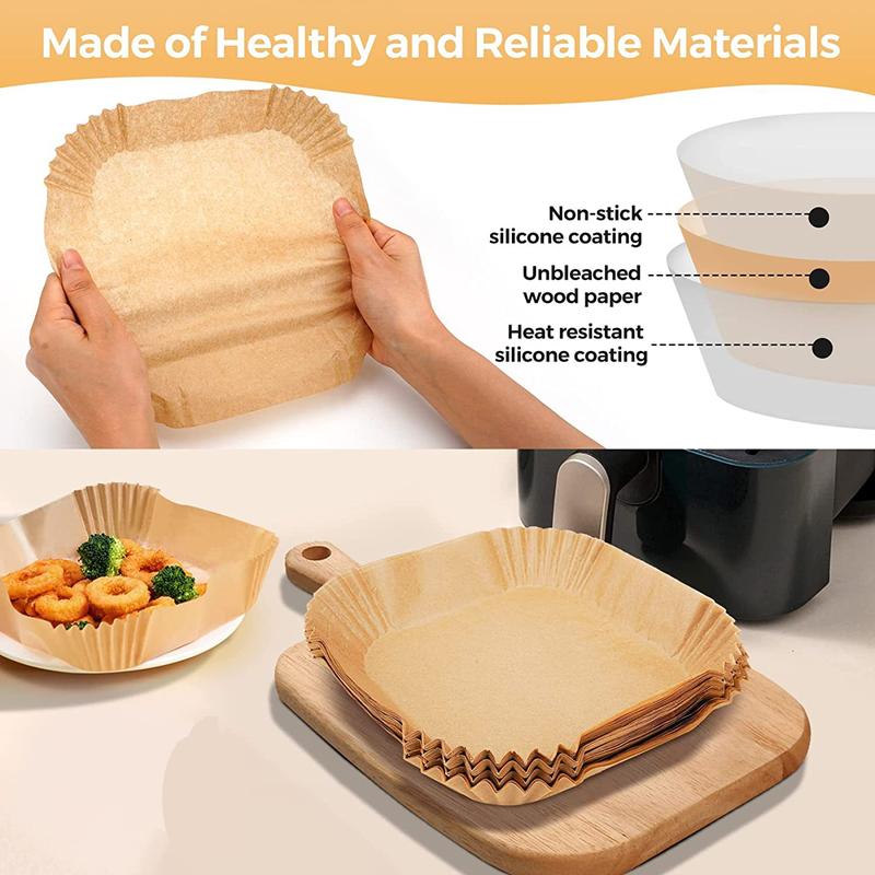 50/100Pcs Air Fryer Disposable Paper Parchment Wood Pulp Steamer Cheesecake Air Fryer Accessories Baking Paper For Air Fryer