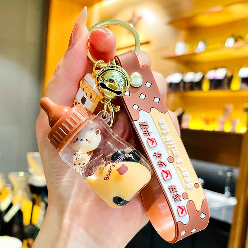 Flowing Liquid Trendy Bear Keychain For Bags And Keys Perfect Idea Gift