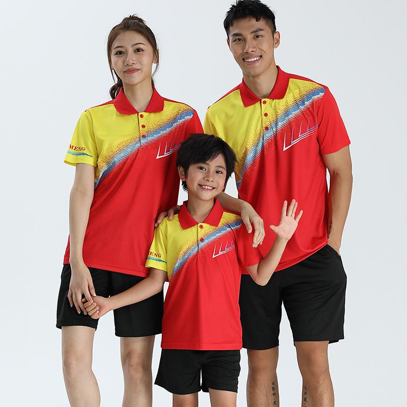 Badminton clothing set Men s and women s sports short-sleeved tennis clothing Children s table tennis clothing Badminton clothing 3XS красный