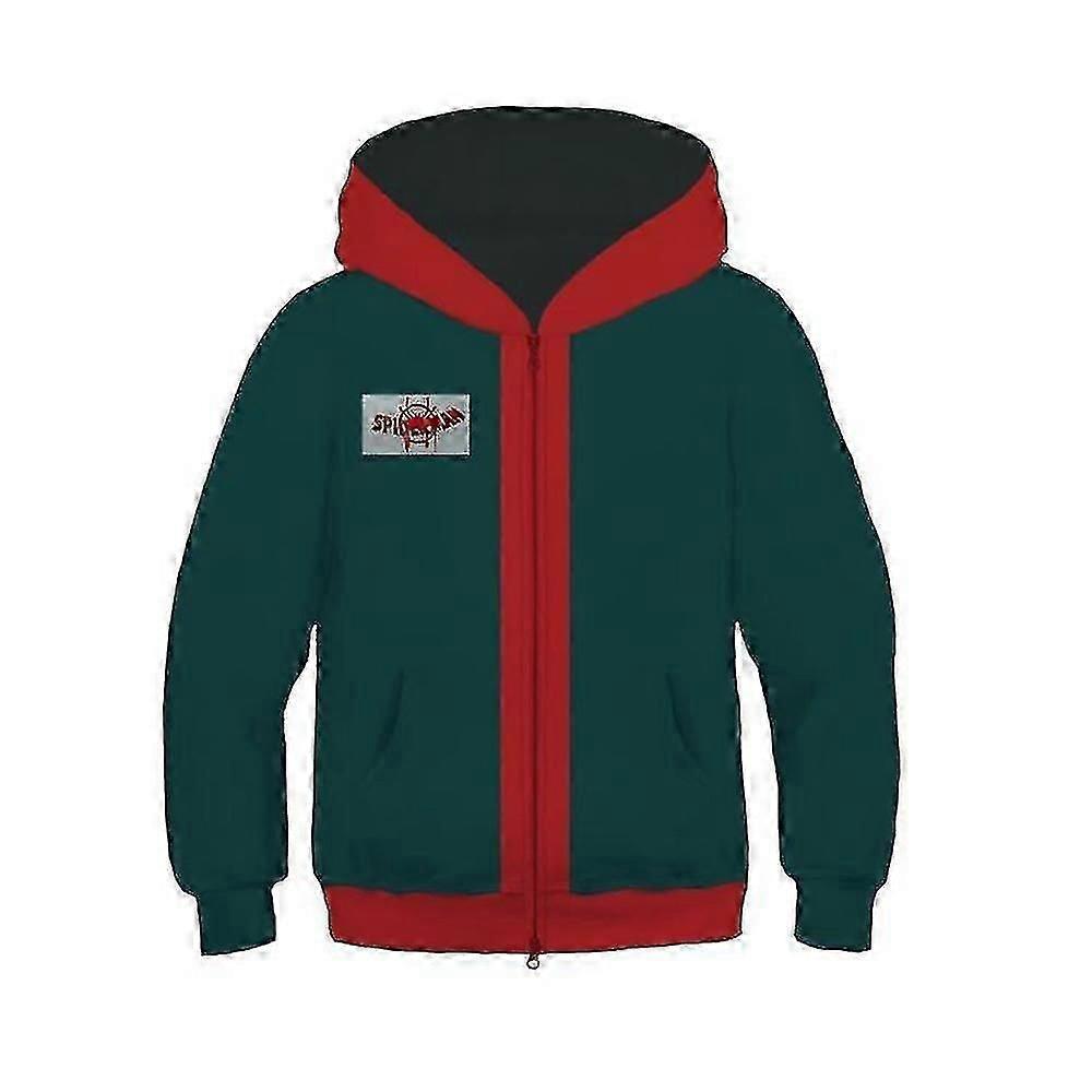 Kids Verse Miles Morales Cosplay Spiderman Jacket Coat Hooded Tops 4-13 Years