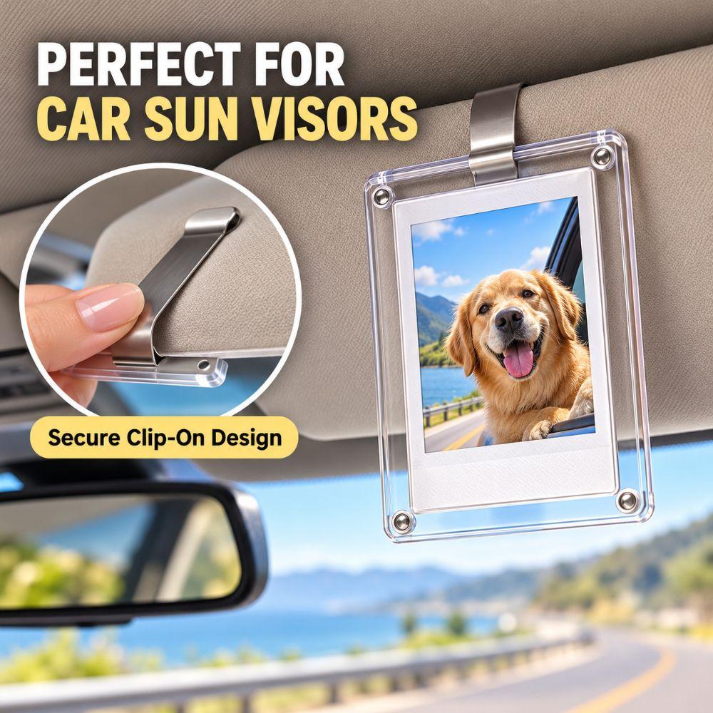 Magnetic Attachment Magnetic Photo Frame Transparent Mini Snapshot Holder Car Sun Visor