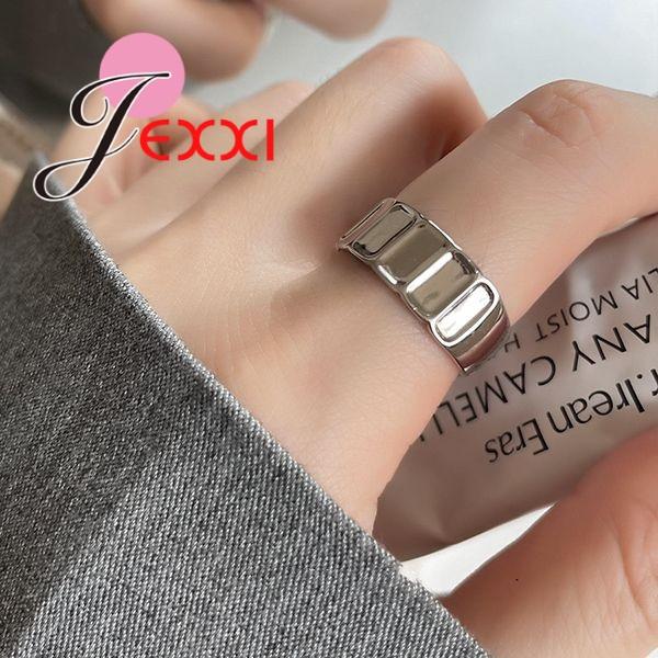 

New Simple Crystal Couple Rings Adjustable 925 Sterling Silver Opening Ring set For Women Men Wedding Fashion Jewelry Gifts resizable