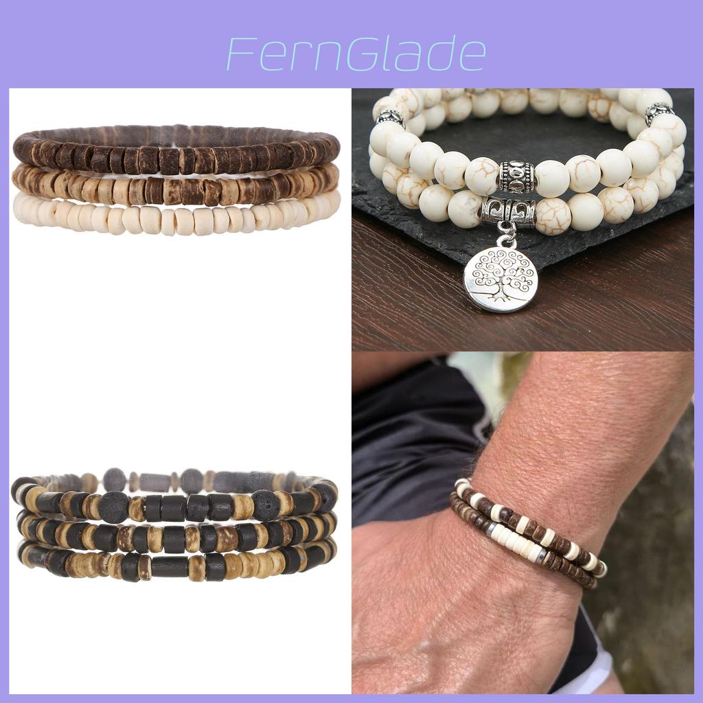 Set di Braccialetti Impilabili Multistrato con Perline in Legno per Uomo e Donna in Stile Turchese Africano Fatto a Mano
