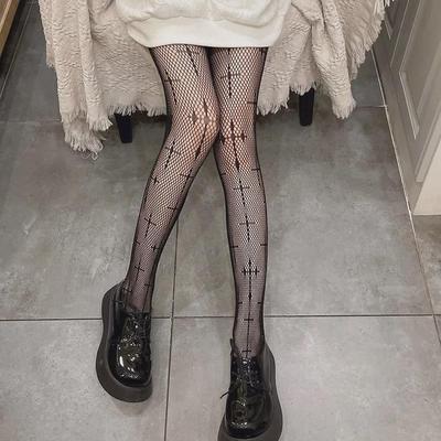 Trendige Schwarz-Weiße Netzstrümpfe: Frühling/Sommer Dünne Schwarze Seide Hohl Süße JK Strumpfhose
