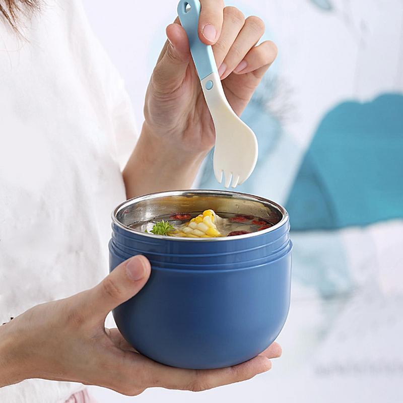 Insulated Soup Container Portable Food Bowl Leakproof Thermal Soup Container with Spoon for Kitchen Home Travel Camping