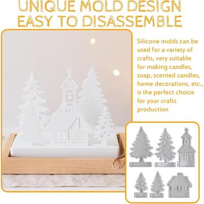 7pcs Christmas Silicone Molds Set Christmas Tree House Soap Mould Making Casting Plaster Epoxy Aromatherapy Resin Craft Ornament