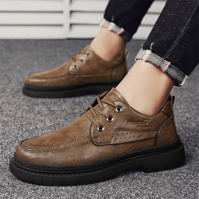 Men's Shoes Autumn British Versatile Business Dress Leather Casual Leather Shoes Work Low Top Martin Trend Shoes
