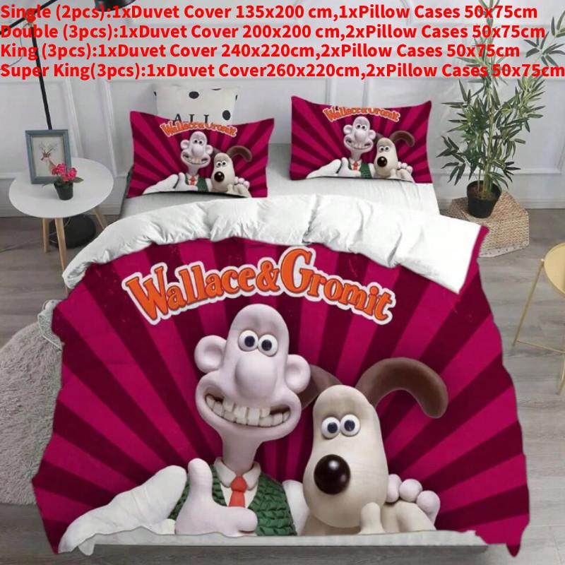 

Wallace And Gromit Pattern Print Bedding Set With Active Dye Printing For Home Decor Single(135x200cm)
