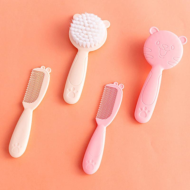 2Pcs Baby Hairbrush Comb Portable Born Toddlers Nylon Soft Hair Brush Head Massager Comb Set Baby Kid Hair Care Supplies