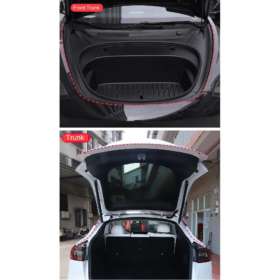 For Tesla Model 3/Y 2017-2025 Door Seal Kit Soundproof Rubber Weather Draft Seal Strip Sunroof Seal Wind Noise Reduction Kit