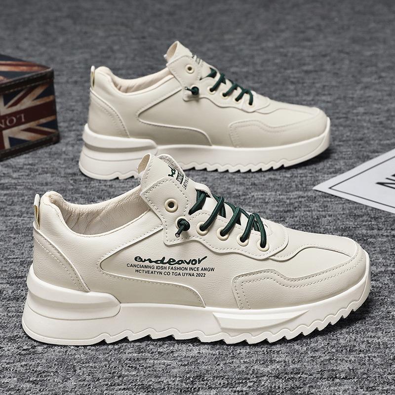 Spring Men's Shoes New Breathable Waterproof Shoes Men's Trendy All-match Thick-soled White Shoes Sports Casual Trendy Shoe