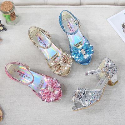 2024 Frozen Droom Meisjes Prinsessen Sandalen met Strik en Kristallen Hak