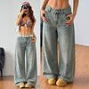 High Waist Straight Jeans Damen Locker Lässig Denim Hose Tägliche Straßenhose