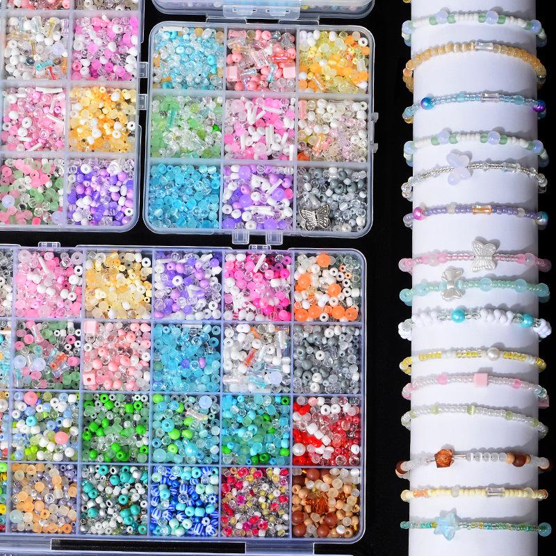 24-Compartment Mixed Color Rice Bead Gift Box for DIY Jewelry: Glass Beads for Bracelets & Necklaces